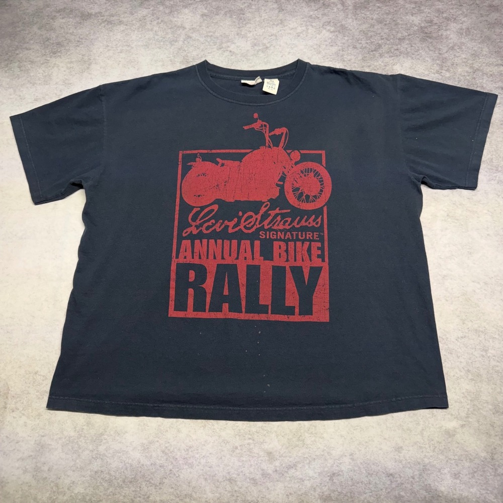Levi Strauss Signature Annual Bike Rally Mens 2XL Black Biker Graphic T-Shirt